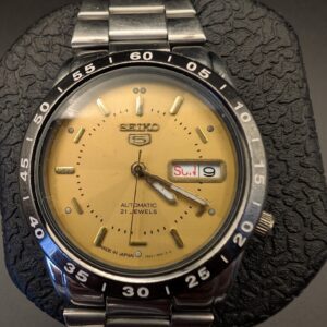 Vintage Seiko 5 Sports Automatic Watch | Champagne Dial | 7S26 | Day-Date | Rotating Bezel | Pre-Owned