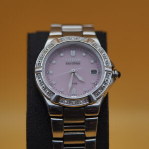 Citizen Eco-Drive E011 | Pink Dial | Crystal Bezel | WR100 | Ladies | Pre-Owned