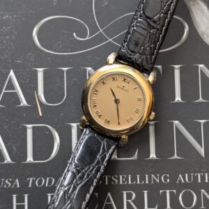 Movado Swiss Quartz | Gold-Plated | Grey Dial Roman Numerals | Leather Strap | Pre-Owned