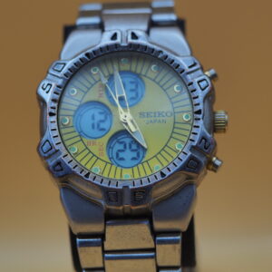 Seiko 7N89-5000 | Ana-Digi | Yellow Dial | Sports Bezel | Steel Bracelet | Pre-Owned