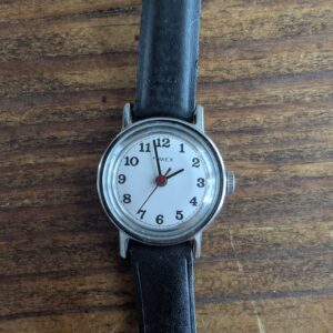 Timex Vintage Manual Wind | White Dial | Red Seconds Hand | Black Leather | Pre-Owned