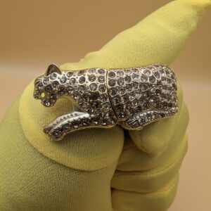 Waltham Leopard Secret Watch | Pavé Rhinestone Figural Case | Multi-Strand Chain Bracelet | Pre-Owned
